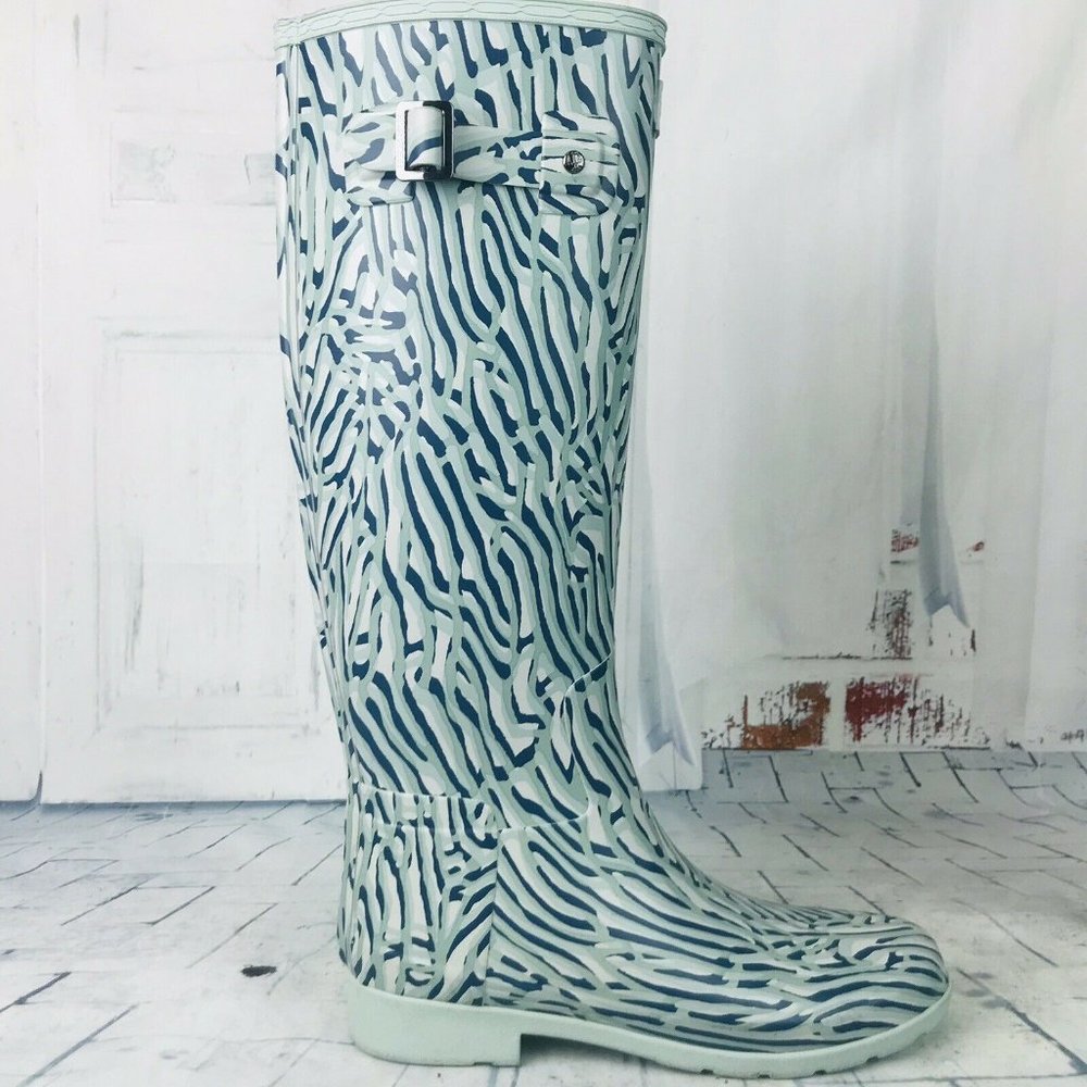 Hunter Boots Tall Coral Print Seaspray Rubber Rain - Picture 5 of 10